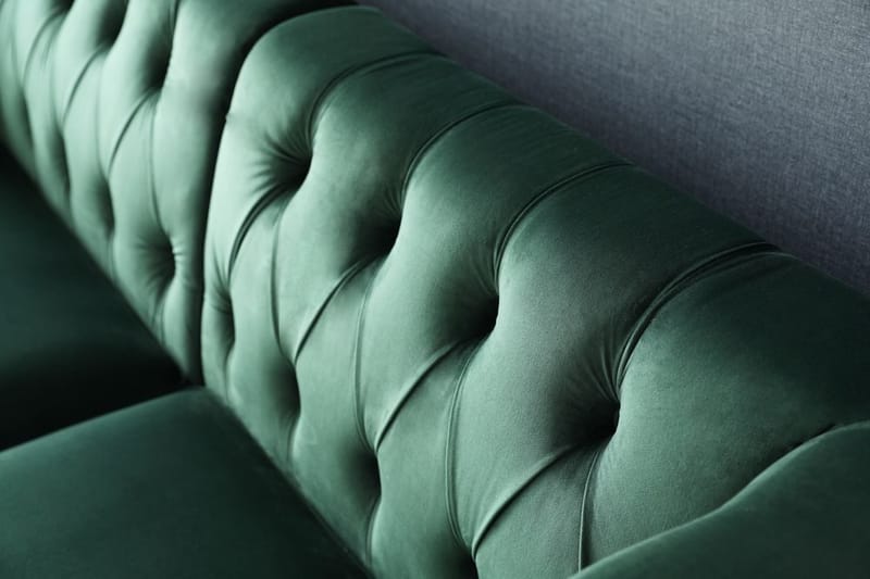 Soffa med divan grön sammet - Bellas - Grön - Möbler - Soffa - Divansoffor & schäslongsoffa