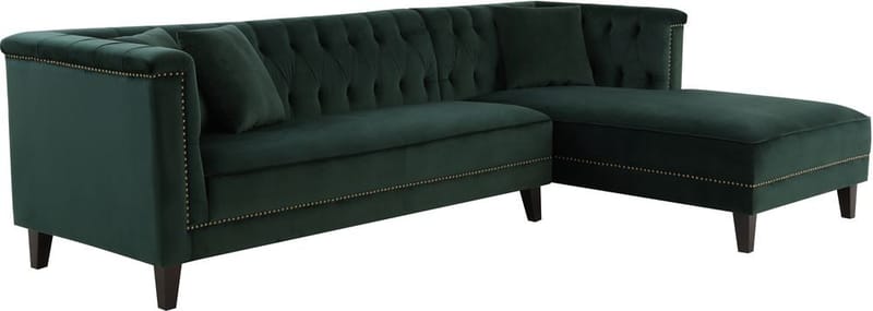 Soffa med divan grön sammet - Bellas - Grön - Möbler - Soffa - Divansoffor & schäslongsoffa