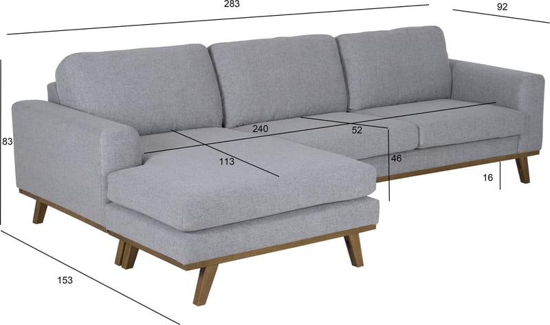 Soffa med vändbar divan grå 283 cm - Grå - Möbler - Soffa - Divansoffor & schäslongsoffa