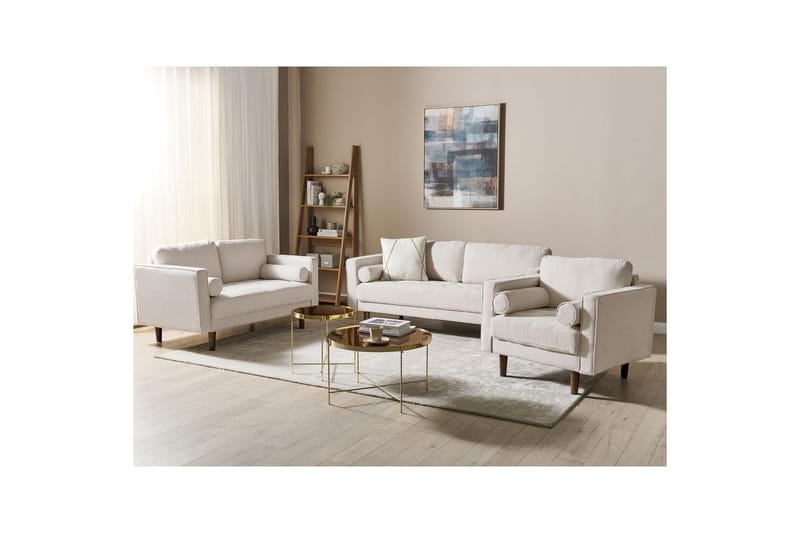 6-sits Soffgrupp Nurmo Beige/mörkt trä - Beige/mörkt trä - Möbler - Soffa - Soffgrupp