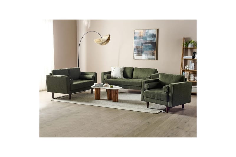6-sits Soffgrupp Nurmo Grönt/mörkt trä - Grönt/mörkt trä - Möbler - Soffa - Soffgrupp