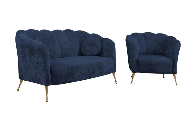 Adrial 3-sits Soffgrupp, Sammet/Blå