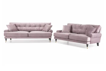 Andrew 5-sits Howard Soffgrupp med Hjul och Knappdetaljer i Tyg - Rosa - Möbler - Soffa - Soffgrupp - Howard soffgrupp