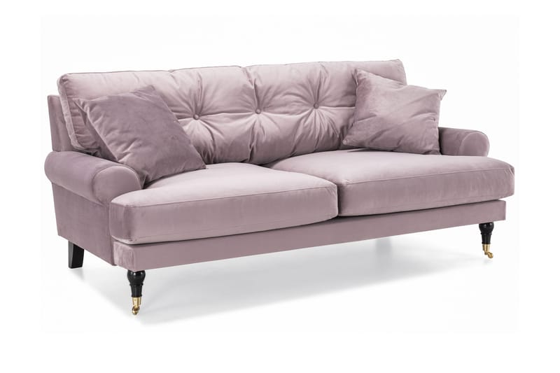 Andrew 5-sits Howard Soffgrupp med Hjul och Knappdetaljer i Tyg - Rosa - Möbler - Soffa - Soffgrupp - Howard soffgrupp