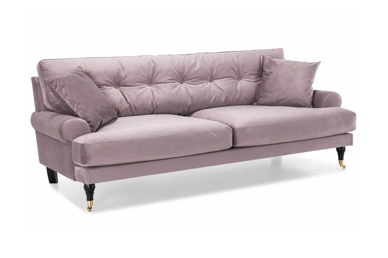 Andrew 5-sits Howard Soffgrupp med Hjul och Knappdetaljer i Tyg - Rosa - Möbler - Soffa - Soffgrupp - Howard soffgrupp