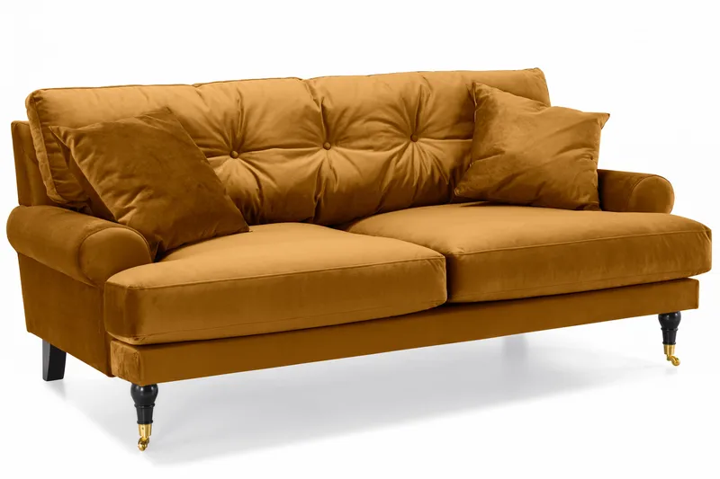 Andrew Howard 2-sits Soffgrupp med Fotpall och Hjul i Sammet - Gul - Möbler - Soffa - Soffgrupp - Howard soffgrupp