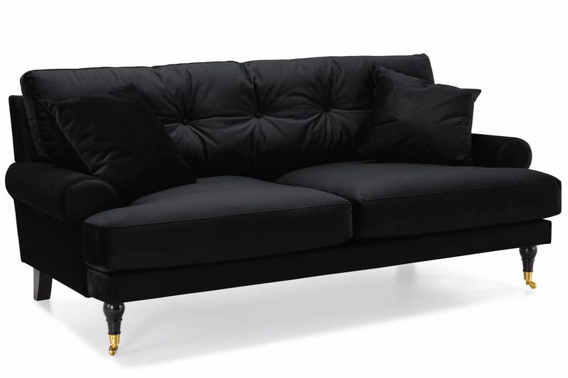 Andrew Howard 2-sits Soffgrupp med Fotpall och Hjul i Sammet - Svart - Möbler - Soffa - Soffgrupp - Howard soffgrupp