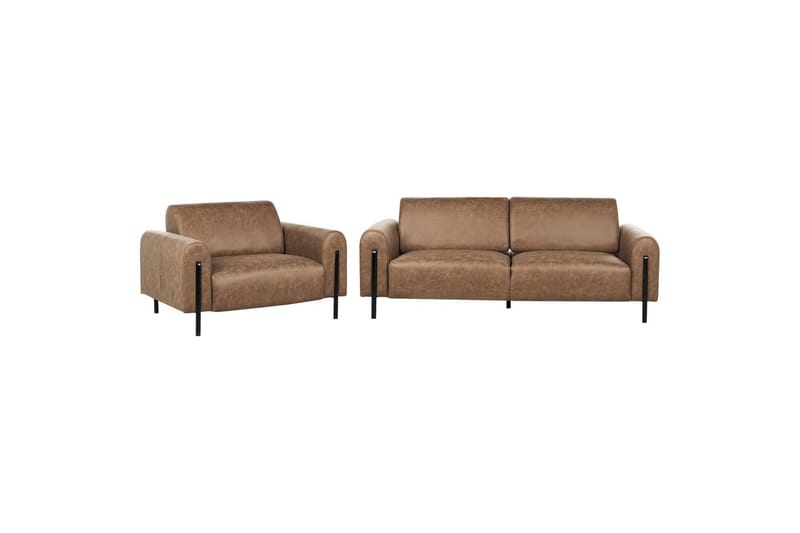 Soffgrupp Askim Brun/Svart, Polyester - Brun/Svart, Polyester - Möbler - Soffa - Soffgrupp