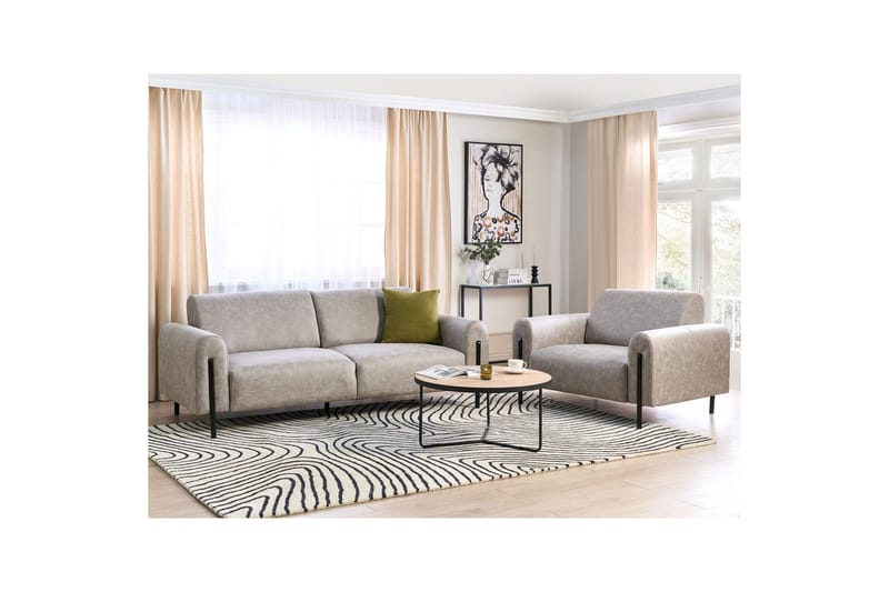 Soffgrupp Askim Grå/svart, Polyester - Grå/svart, Polyester - Möbler - Soffa - Soffgrupp