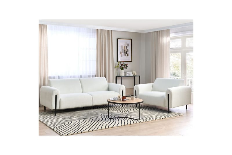 Soffgrupp Askim Vit/Svart, Bouclé - Vit/Svart, Bouclé - Möbler - Soffa - Soffgrupp