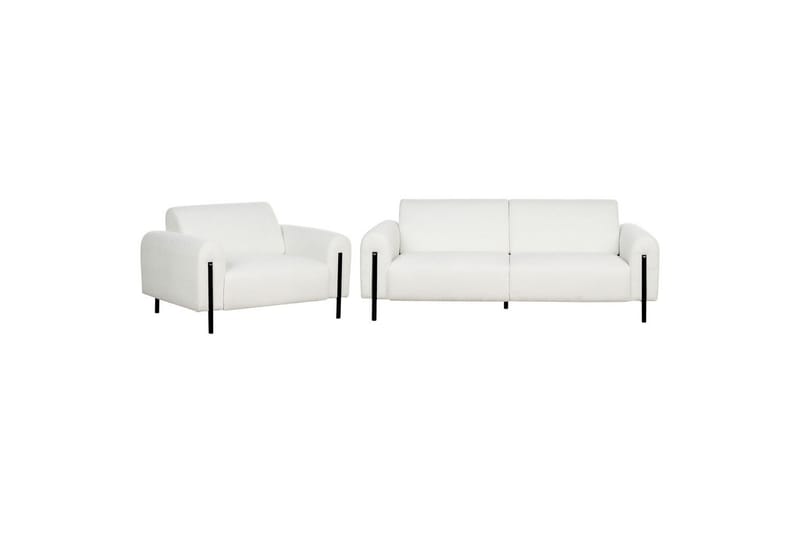 Soffgrupp Askim Vit/Svart, Bouclé - Vit/Svart, Bouclé - Möbler - Soffa - Soffgrupp