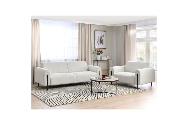 Soffgrupp Askim Vit/Svart, Manchestertyg - Vit/Svart, Manchestertyg - Möbler - Soffa - Soffgrupp