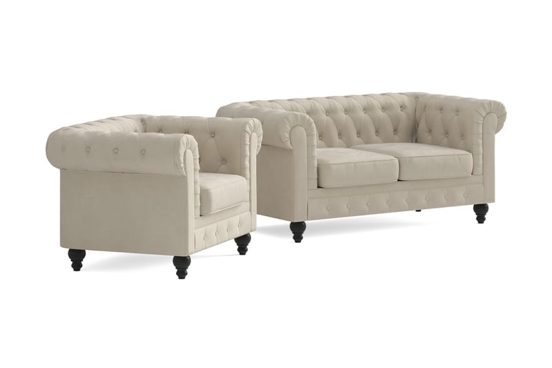 Chesterfield LYX 2+1 - SYN0000058, SYN0000063 - Beige - Möbler - Soffa - Soffgrupp - Chesterfield soffgrupp