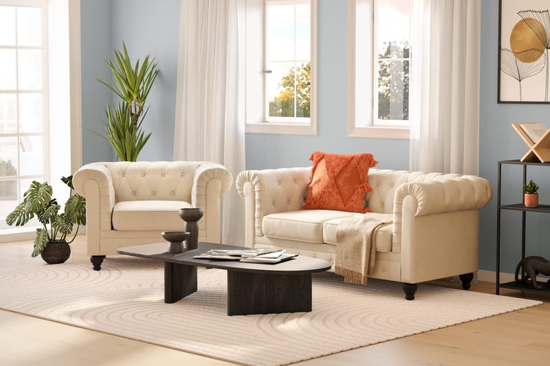 Chesterfield LYX 2+1 - SYN0000058, SYN0000063 - Beige - Möbler - Soffa - Soffgrupp - Chesterfield soffgrupp