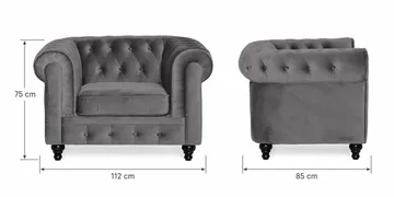 Chesterfield Lyx Soffgrupp 3+2+1 i Sammet - Grå - Möbler - Soffa - Soffgrupp - Soffgrupp 3 2 1
