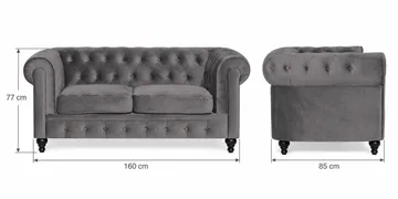 Chesterfield Lyx Soffgrupp 3+2+1 i Sammet - Grå - Möbler - Soffa - Soffgrupp - Soffgrupp 3 2 1