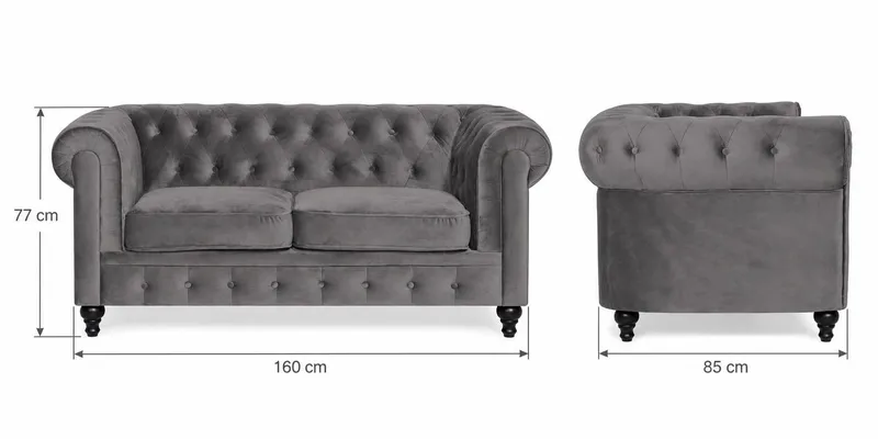 Chesterfield Lyx Soffgrupp 3+2+1 i Sammet - Grå - Möbler - Soffa - Soffgrupp - Soffgrupp 3 2 1