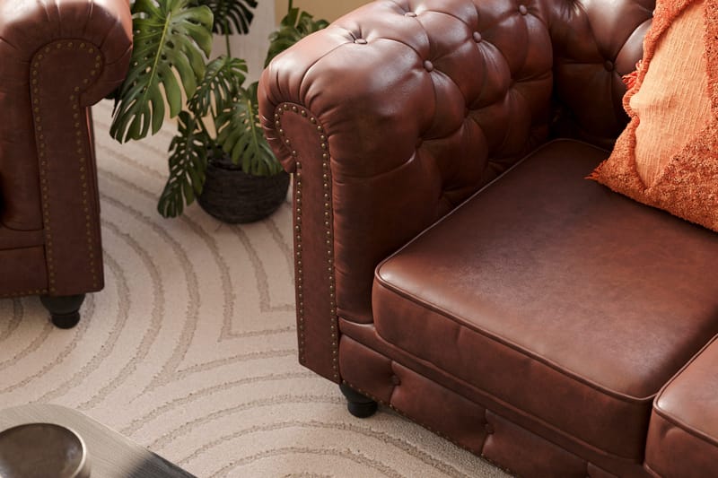 Chesterfield Lyx Soffgrupp 3-sits + 2-sits - Brun - Möbler - Soffa - Soffgrupp - Chesterfield soffgrupp