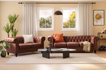 Chesterfield Lyx Soffgrupp 3-sits + 2-sits - Brun - Möbler - Soffa - Soffgrupp - Soffgrupp 3 2 1
