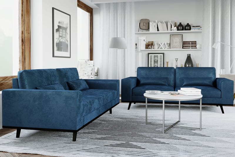 Copenhagen Soffgrupp 3-sits + 2-sits Sammetssoffa - Blå - Möbler - Soffa - Soffgrupp - Howard soffgrupp
