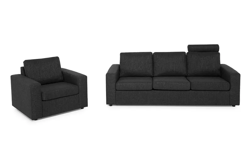 Crazy Soffgrupp 3-sits Soffa + Fåtölj i Tyg, Antracit