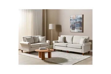 Soffgrupp Ginnerup Beige/mörkt trä - Beige/mörkt trä - Möbler - Soffa - Soffgrupp