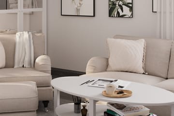Howard Classic Soffgrupp 2-sits Soffa + Fåtölj + Fotpall i Tyg - Beige - Möbler - Soffa - Soffgrupp - Howard soffgrupp
