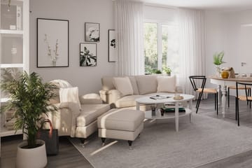 Howard Classic Soffgrupp 2-sits Soffa + Fåtölj + Fotpall i Tyg - Beige - Möbler - Soffa - Soffgrupp - Howard soffgrupp