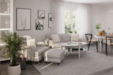 Howard Classic Soffgrupp 2-sits Soffa + Fåtölj + Fotpall i Tyg - Grå - Möbler - Soffa - Soffgrupp - Howard soffgrupp