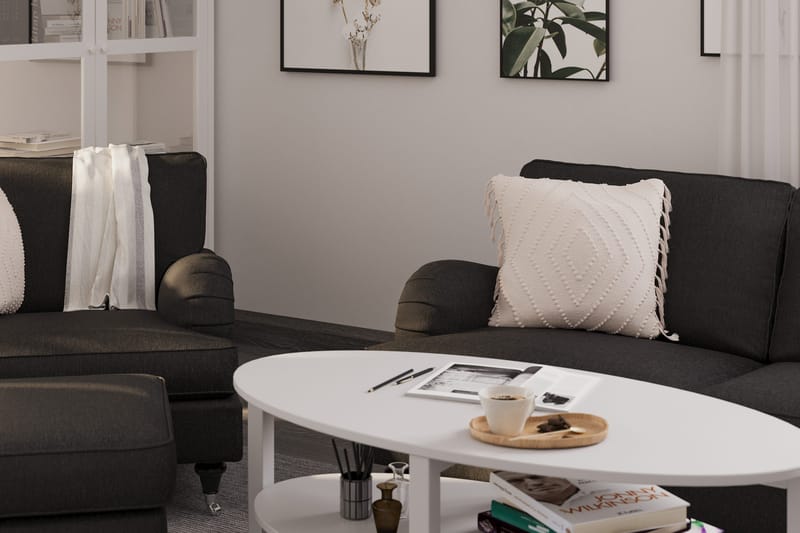 Howard Classic Soffgrupp 2-sits Soffa + Fåtölj + Fotpall i Tyg - Mörkgrå - Möbler - Soffa - Soffgrupp - Soffgrupp 3 2 1