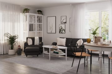 Howard Classic Soffgrupp 2-sits Soffa + Fåtölj + Fotpall i Tyg - Mörkgrå - Möbler - Soffa - Soffgrupp - Soffgrupp 3 2 1