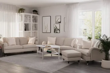 Howard Classic Soffgrupp 3-sits + 2-sits Soffa + Fåtölj i Tyg - Beige - Möbler - Soffa - Soffgrupp - Howard soffgrupp