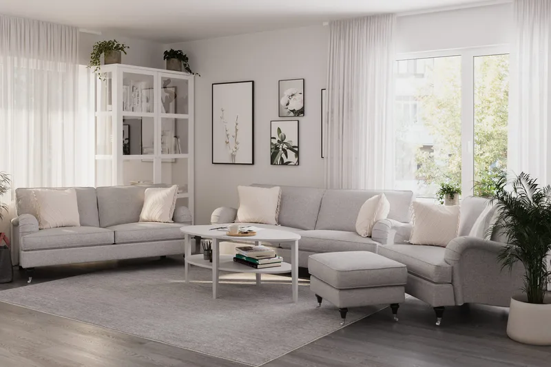 Howard Classic Soffgrupp 3-sits + 2-sits Soffa + Fåtölj i Tyg - Grå - Möbler - Soffa - Soffgrupp - Howard soffgrupp