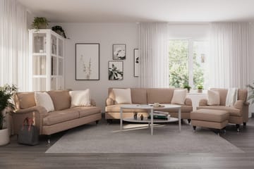 Howard Classic Soffgrupp 3-sits + 2-sits Soffa + Fåtölj i Tyg - Mörkbeige - Möbler - Soffa - Soffgrupp - Howard soffgrupp