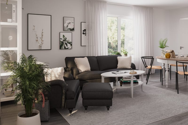 Howard Classic Soffgrupp 3-sits Soffa + Fåtölj + Fotpall i Tyg - Mörkgrå - Möbler - Soffa - Soffgrupp - Howard soffgrupp