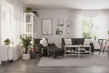Howard Classic Soffgrupp 3-sits Soffa + Fåtölj i Tyg - Mörkgrå - Möbler - Soffa - Soffgrupp - Howard soffgrupp