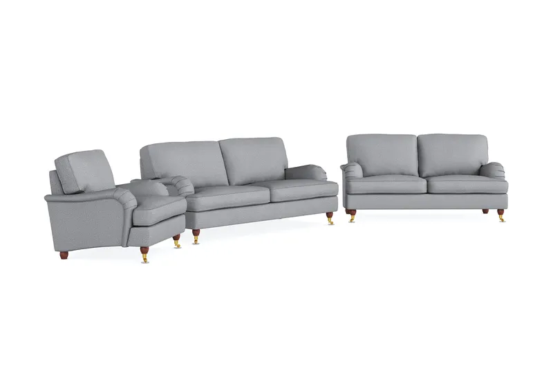 Howard Lyx Soffgrupp 3-sits + 2-sits Soffa + Fåtölj i Tyg - Ljusgrå - Möbler - Soffa - Soffgrupp - Soffgrupp 3 2 1