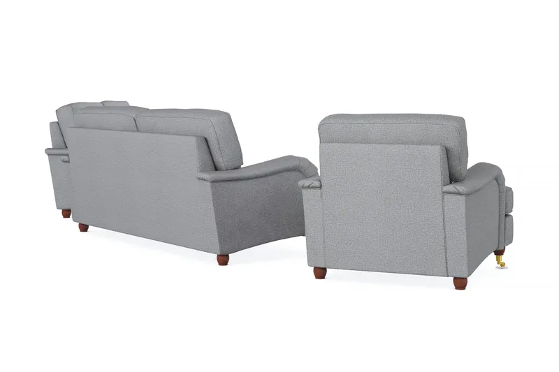 Howard Lyx Soffgrupp 3-sits + 2-sits Soffa + Fåtölj i Tyg - Ljusgrå - Möbler - Soffa - Soffgrupp - Soffgrupp 3 2 1
