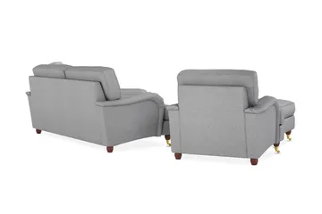Howard Lyx Soffgrupp 3-sits Soffa + Divanfåtölj + Fåtölj + Fotpall i Tyg - Ljusgrå - Möbler - Soffa - Soffgrupp - Howard soffgrupp