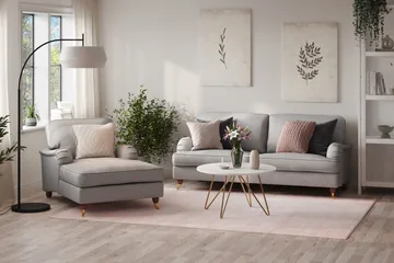 Howard Lyx Soffgrupp 3-sits Soffa + Divanfåtölj i Tyg - Ljusgrå - Möbler - Soffa - Soffgrupp - Howard soffgrupp