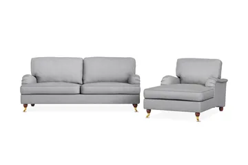 Howard Lyx Soffgrupp 3-sits Soffa + Divanfåtölj i Tyg - Ljusgrå - Möbler - Soffa - Soffgrupp - Howard soffgrupp