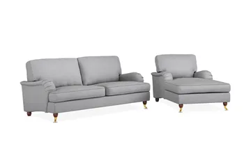 Howard Lyx Soffgrupp 3-sits Soffa + Divanfåtölj i Tyg - Ljusgrå - Möbler - Soffa - Soffgrupp - Howard soffgrupp