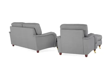 Howard Lyx Soffgrupp 3-sits Soffa + Fåtölj + Fotpall i Tyg - Ljusgrå - Möbler - Soffa - Soffgrupp - Howard soffgrupp