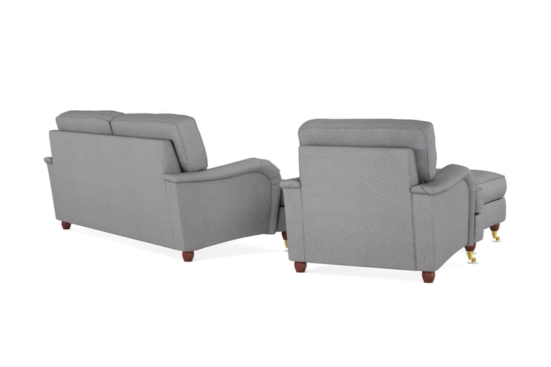 Howard Lyx Soffgrupp 3-sits Soffa + Fåtölj + Fotpall i Tyg - Ljusgrå - Möbler - Soffa - Soffgrupp - Howard soffgrupp