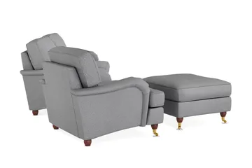 Howard Lyx Soffgrupp 3-sits Soffa + Fåtölj + Fotpall i Tyg - Ljusgrå - Möbler - Soffa - Soffgrupp - Howard soffgrupp