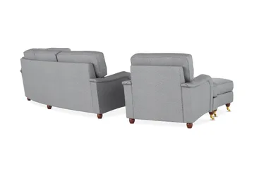 Howard Lyx Soffgrupp 4-sits + 3-sits Svängd Soffa + Fåtölj + Fotpall i Tyg - Ljusgrå - Möbler - Soffa - Soffgrupp - Howard soffgrupp