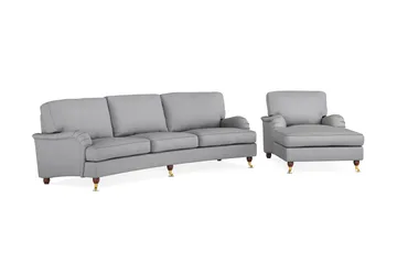 Howard Lyx Soffgrupp 4-sits Svängd Soffa + Divanfåtölj i Tyg - Ljusgrå - Möbler - Soffa - Soffgrupp - Howard soffgrupp