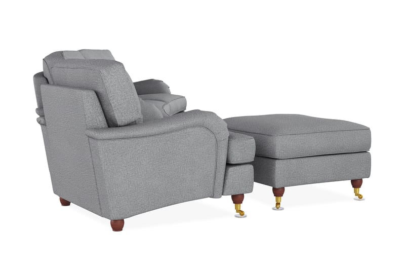 Howard Lyx Soffgrupp 4-sits Svängd Soffa + Fåtölj + Fotpall i Tyg - Ljusgrå - Möbler - Soffa - Soffgrupp - Howard soffgrupp