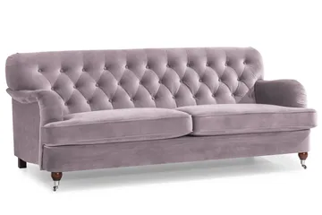 Howard Riviera Soffgrupp 3-sits + 2-sits Soffa + Fåtölj + Fotpall i Sammet - Lila - Möbler - Soffa - Soffgrupp - Howard soffgrupp