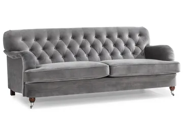 Howard Riviera Soffgrupp 3-sits + 2-sits Soffa + Fåtölj + Fotpall i Sammet - Ljusgrå - Möbler - Soffa - Soffgrupp - Howard soffgrupp